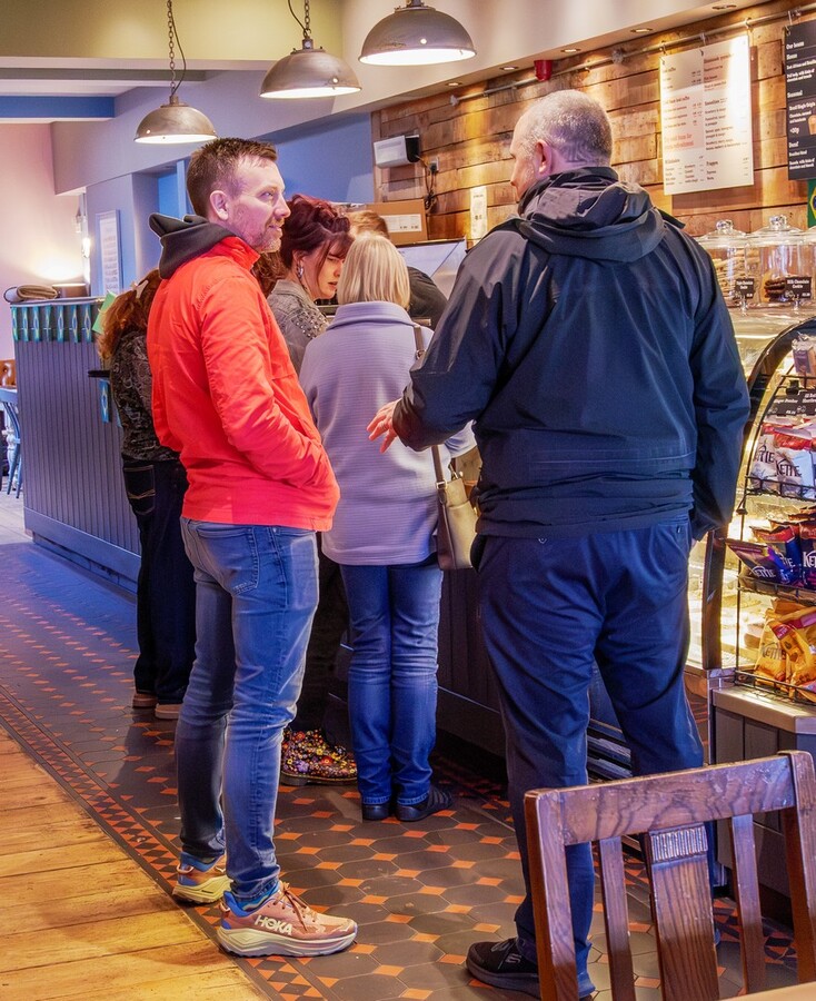 Queuing for coffee and a chat